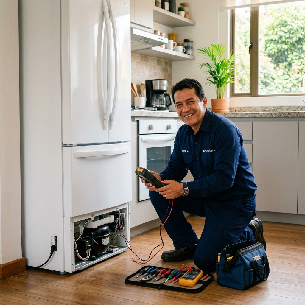 Técnico profesional reparando electrodomésticos de línea blanca en Cali